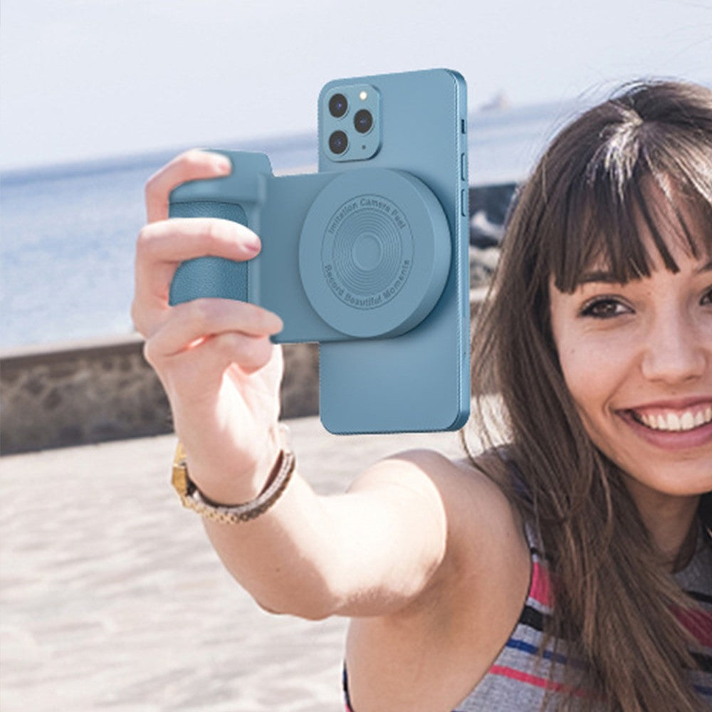 Handheld Bluetooth Magnetic Phone Selfie Holder Phone Charging Stand Tabletop Phone Holder Blue