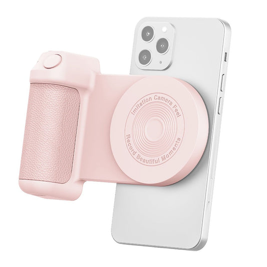 Handheld Bluetooth Magnetic Phone Selfie Holder Phone Charging Stand Tabletop Phone Holder Pink