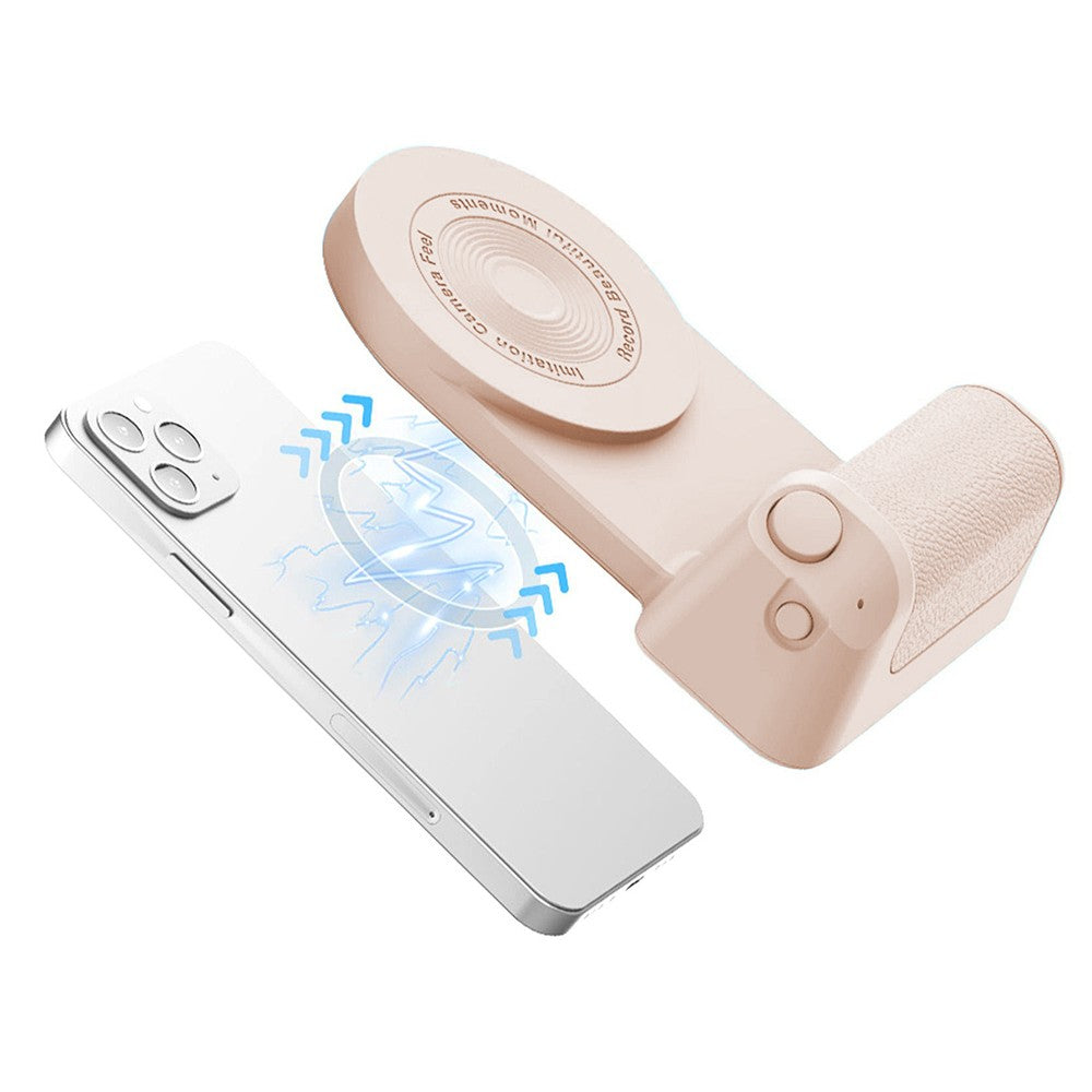 Handheld Bluetooth Magnetic Phone Selfie Holder Phone Charging Stand Tabletop Phone Holder Pink