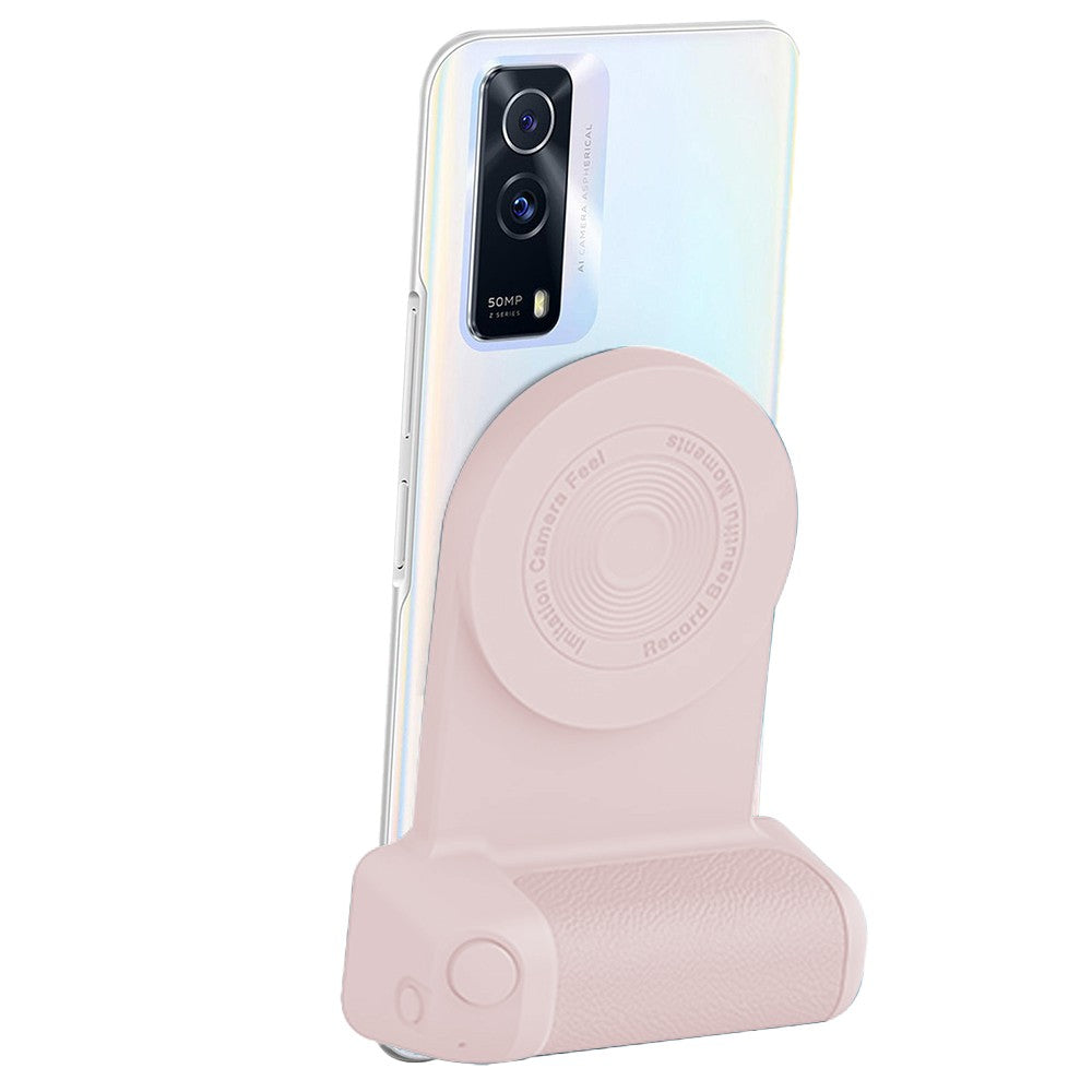 Handheld Bluetooth Magnetic Phone Selfie Holder Phone Charging Stand Tabletop Phone Holder Pink