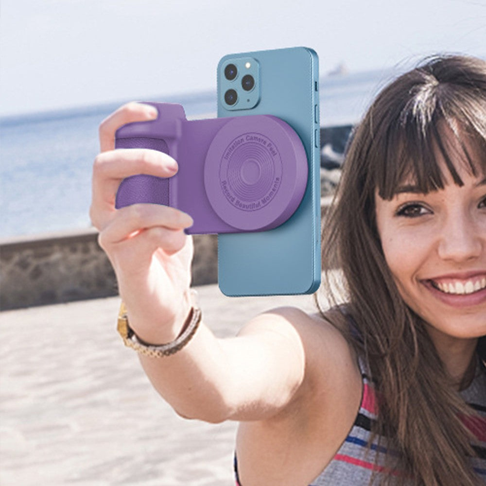 Handheld Bluetooth Magnetic Phone Selfie Holder Phone Charging Stand Tabletop Phone Holder Purple