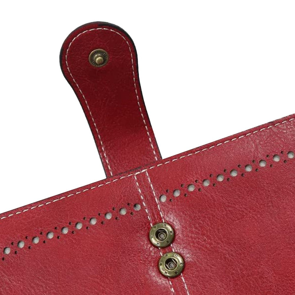 Womens PU Leather Wallet Wine Red RFID Blocking Purse Credit Card Holder Coin Purse with Wrist Strap