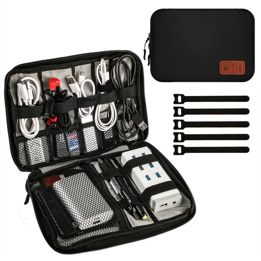 25x18cm Travel Cable Organizer Data Cable Bag Electronics Accessories Storage Bag Black
