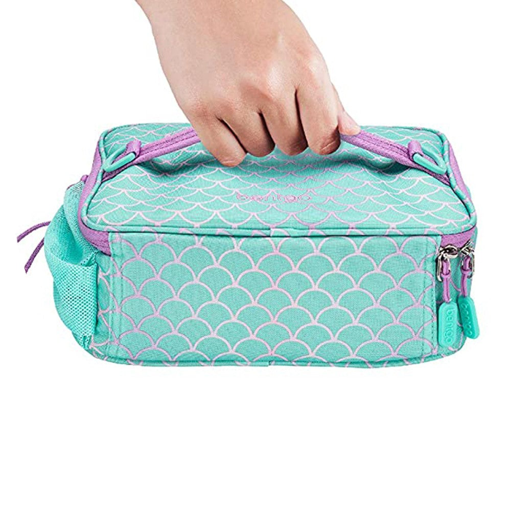 Cartoon Lunch Bag Thermal Insulated Lunch Bag Picnic Bag with Shoulder Strap Blue