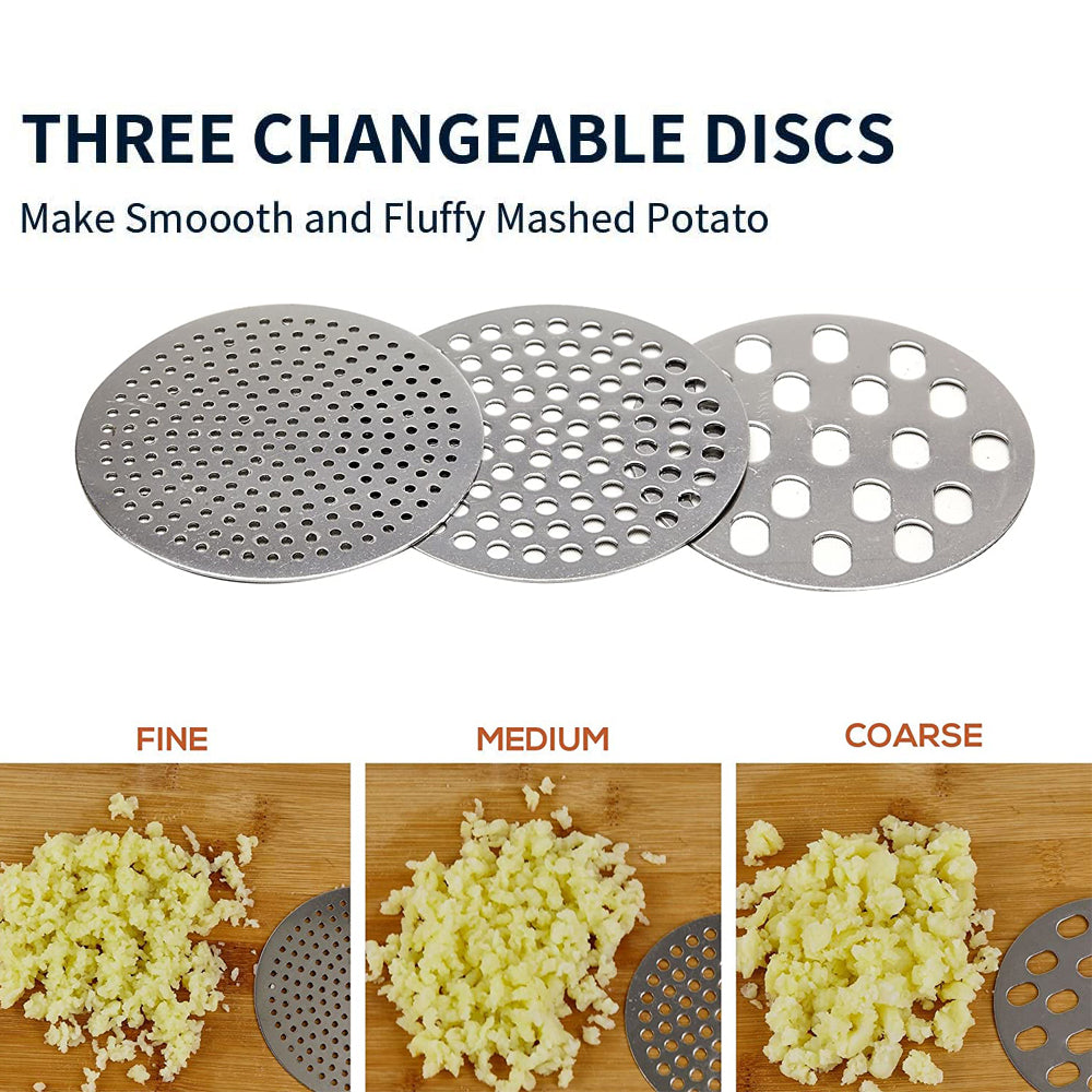Stainless Steel Potato Ricer Masher Press with 3 Ricing Discs
