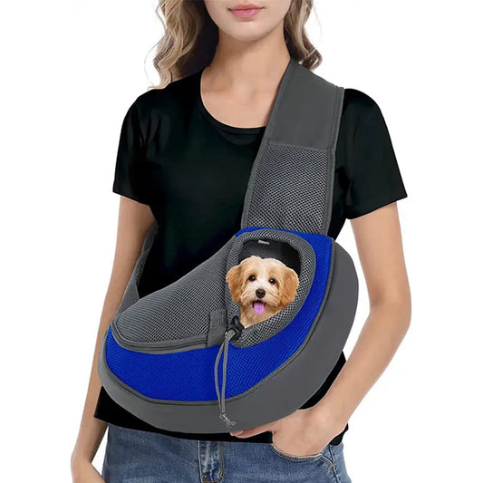 Pet Sling Carrier Bag with Phone Holder Cat Carrier Dog Carrier Blue S