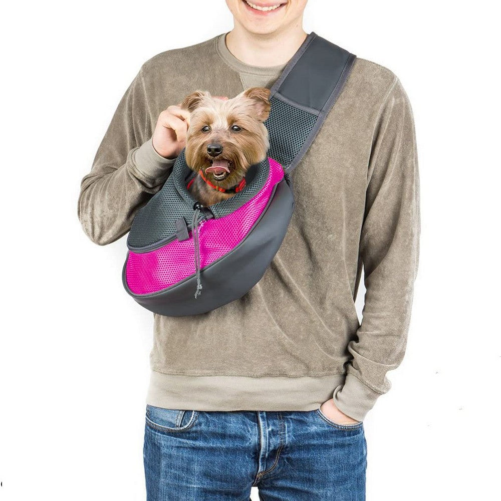 Pet Sling Carrier Bag with Phone Holder Cat Carrier Dog Carrier Rose Red M
