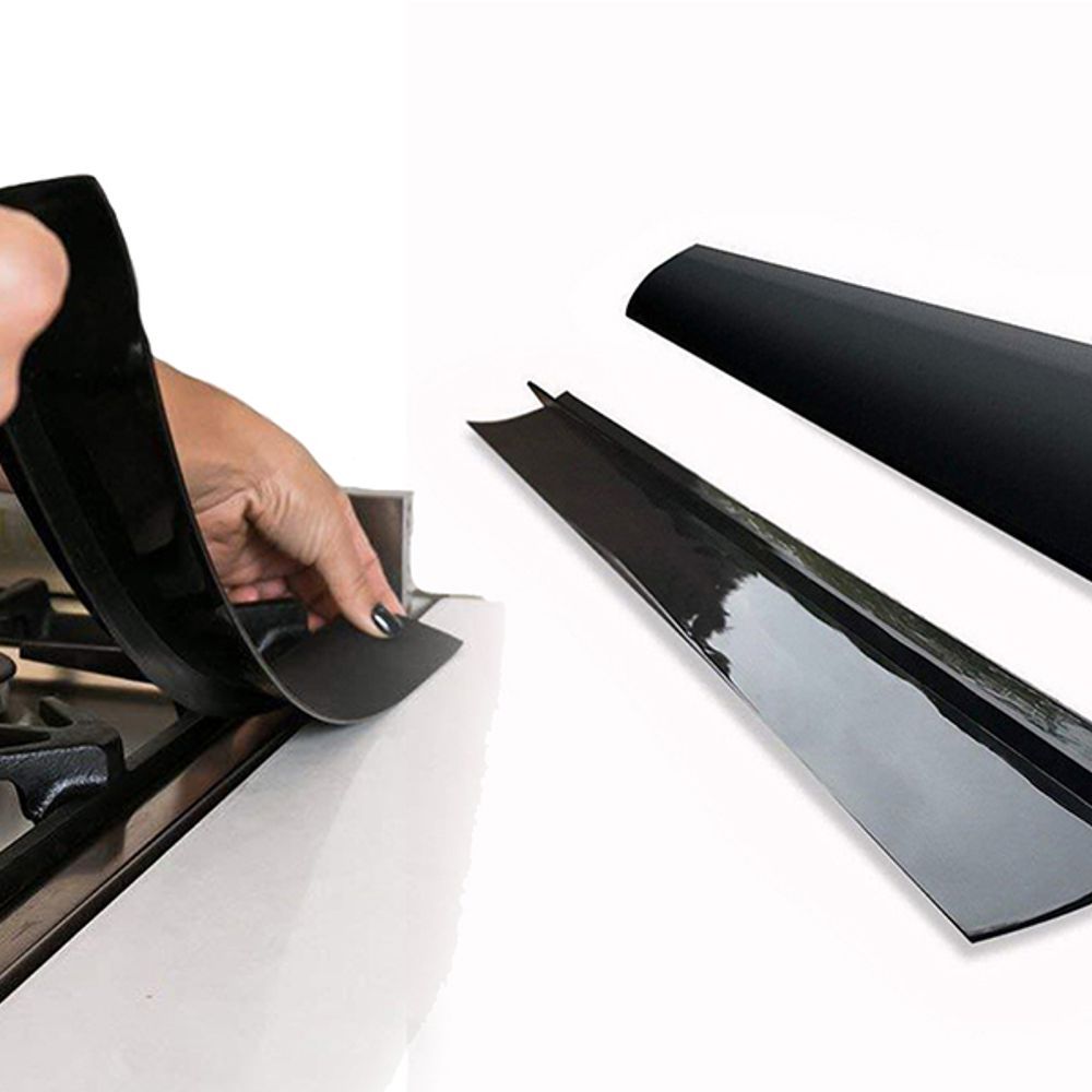 2Pcs 25 Inches Black Silicone Stove Counter Gap Covers Kitchen Stove Gap Sealing Filler