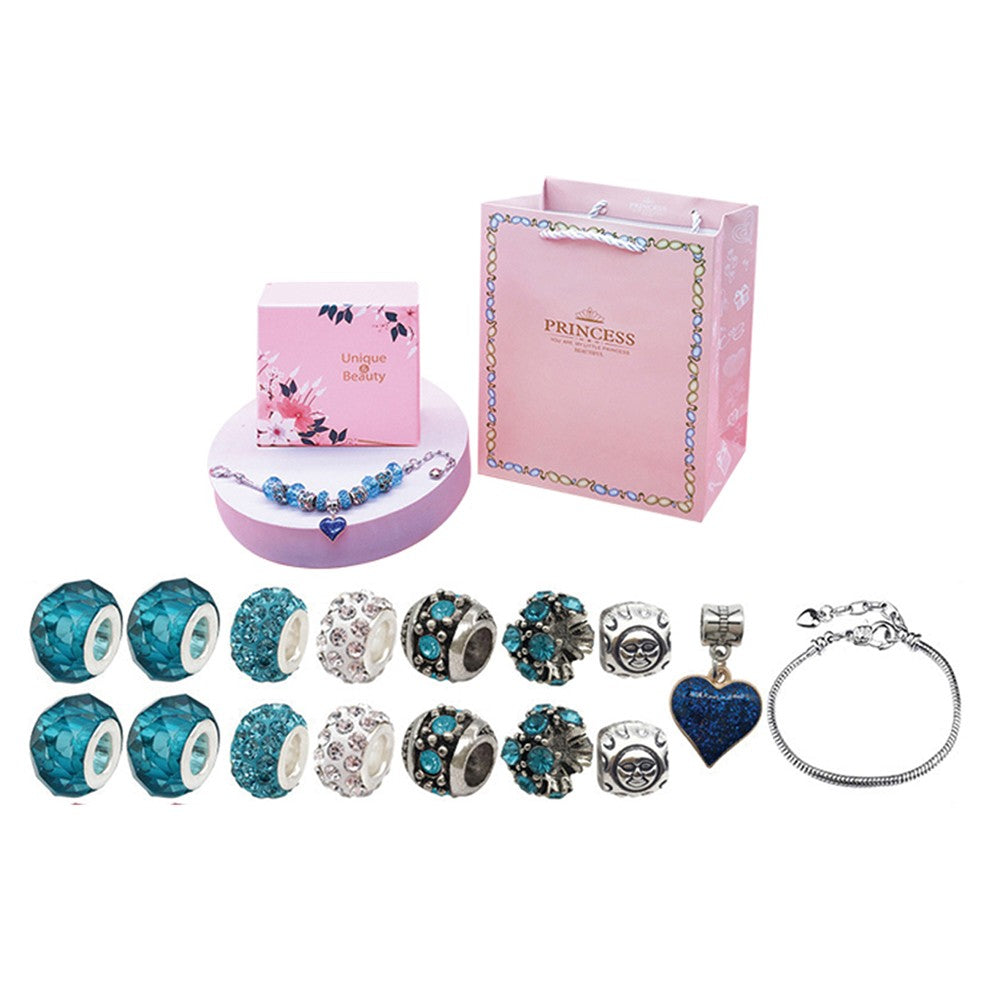 16Pcs Blue Mothers Day DIY Bracelet Making Kit Charm Bracelets Kit Pendant Bracelet Ornaments Jewellery Crafts Set