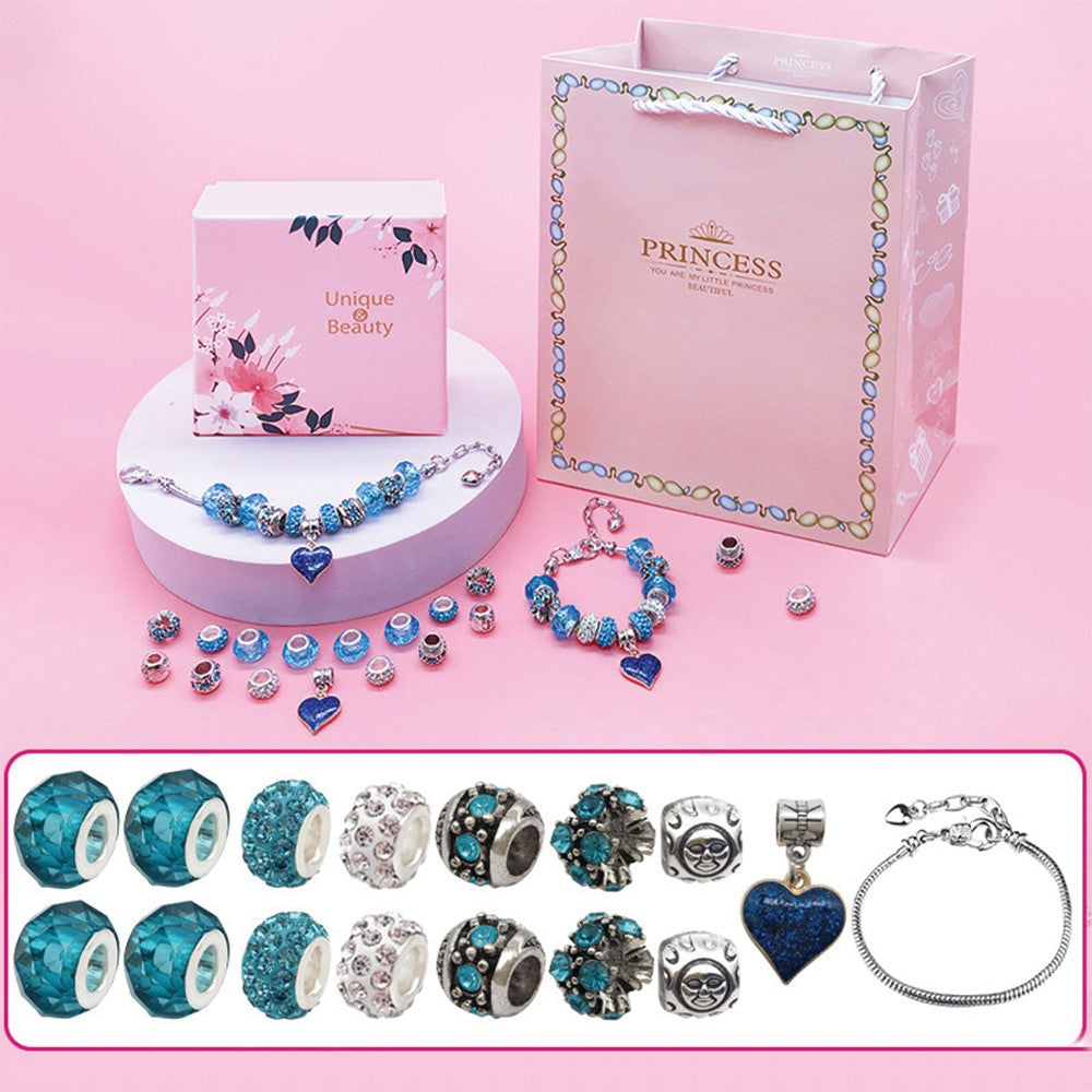 16Pcs Blue Mothers Day DIY Bracelet Making Kit Charm Bracelets Kit Pendant Bracelet Ornaments Jewellery Crafts Set