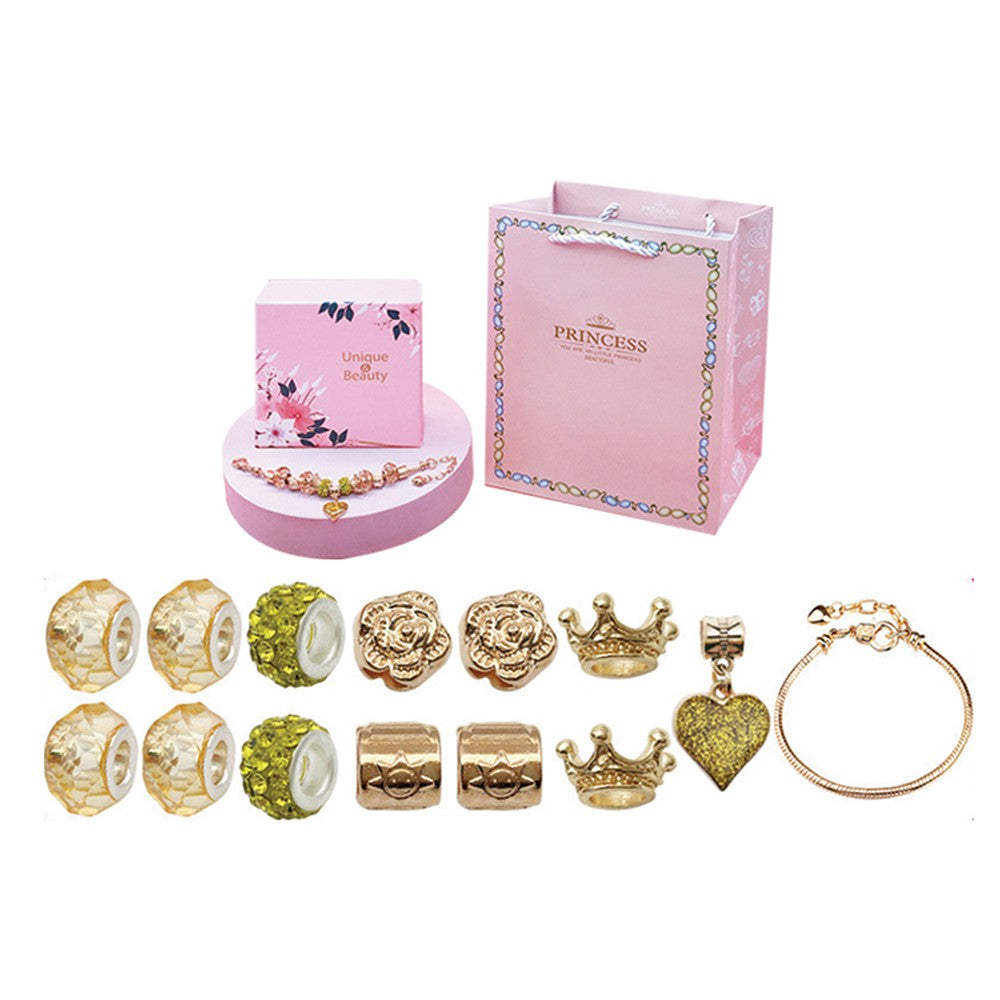 14Pcs Gold Mothers Day DIY Bracelet Making Kit Charm Bracelets Kit Pendant Bracelet Ornaments Jewellery Crafts Set