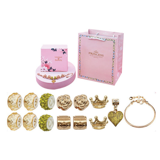 14Pcs Gold Mothers Day DIY Bracelet Making Kit Charm Bracelets Kit Pendant Bracelet Ornaments Jewellery Crafts Set