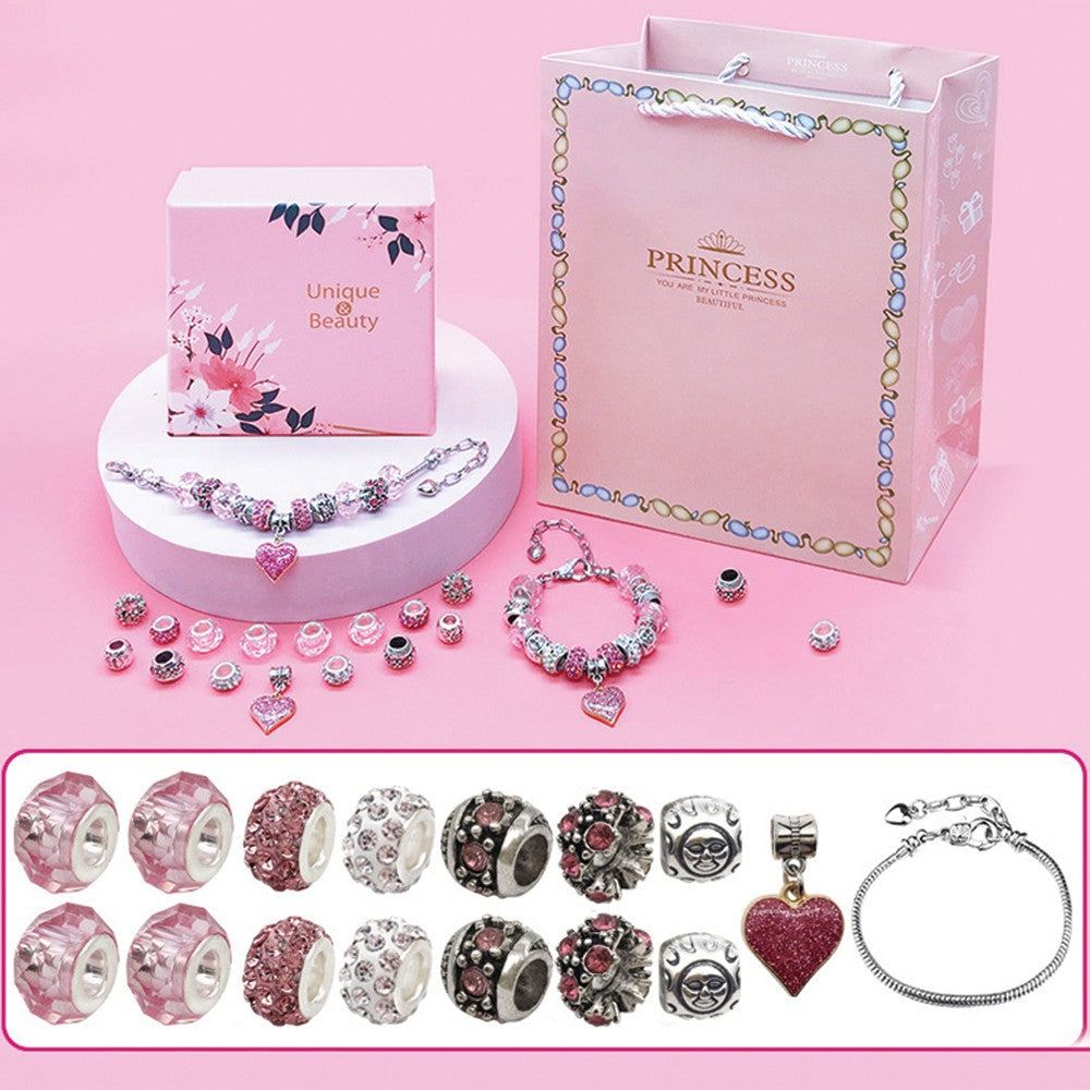 16Pcs Pink Mothers Day DIY Bracelet Making Kit Charm Bracelets Kit Pendant Bracelet Ornaments Jewellery Crafts Set