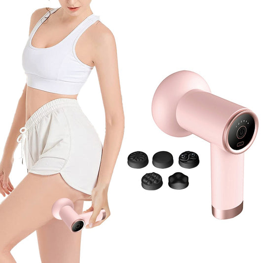 Portable Electric Massager Cordless Full Body Massager with 5 Massager Heads Pink
