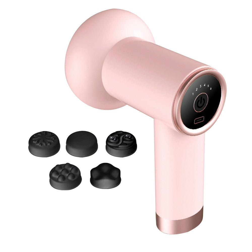Portable Electric Massager Cordless Full Body Massager with 5 Massager Heads Pink