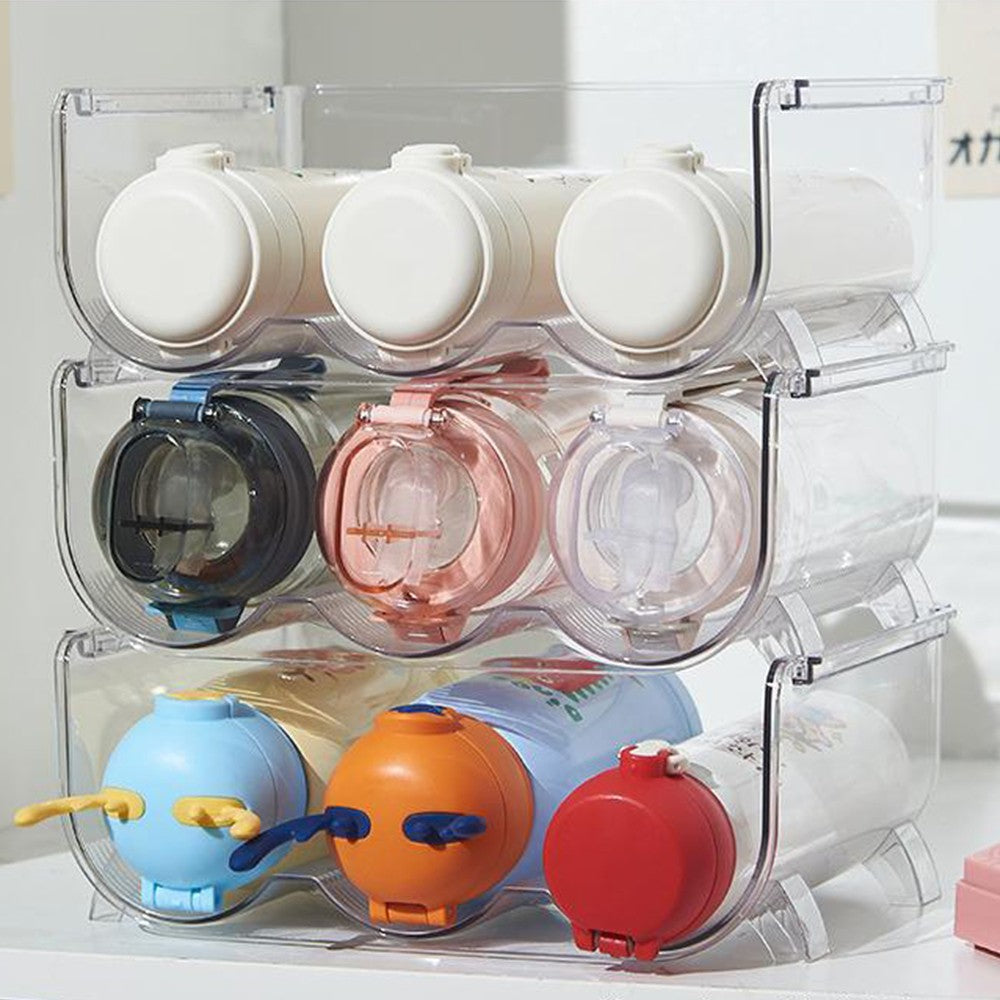 2 X Water Bottle Organizer for Cabinet Stackable Wine Bottle Storage Stand Beer Can Holder Rack