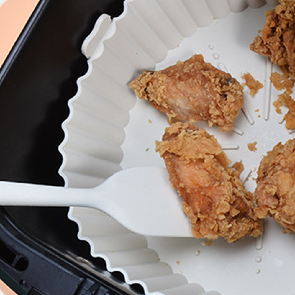 White Air Fryer Silicone Liner with Food Tongs Spatula Brush Gloves Set Air Fryer Pot