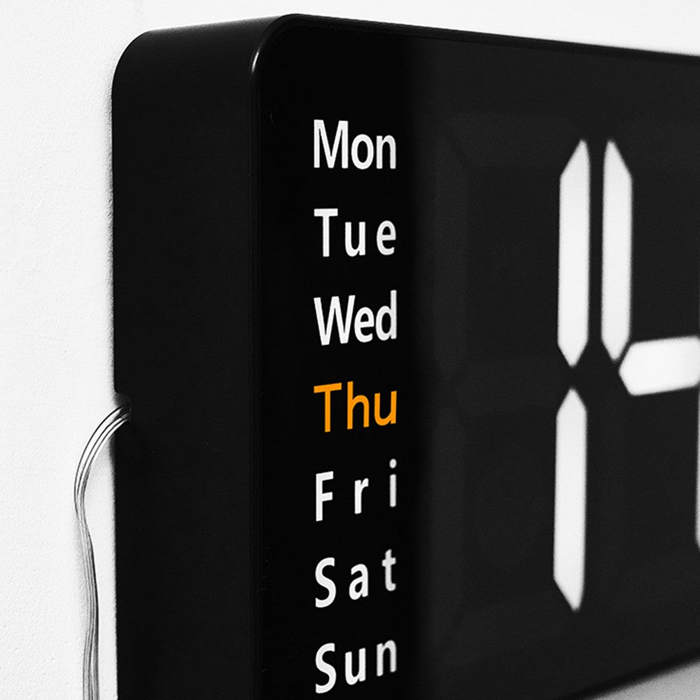 13 Inch Digital Alarm Clock LED Wall Mounted Clock Desk Clock with Temperature Calendar Orange