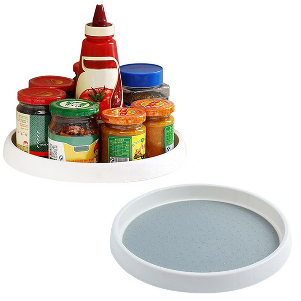 1 X Rotating Kitchen Spice Storage Tray Storage Rack Bathroom Swivel Tray