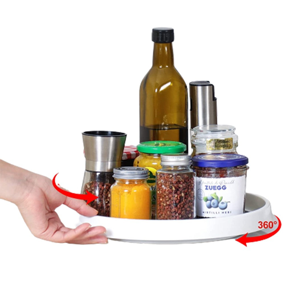 1 X Rotating Kitchen Spice Storage Tray Storage Rack Bathroom Swivel Tray