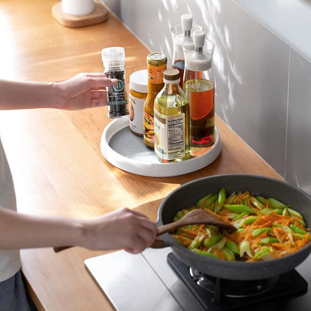 1 X Rotating Kitchen Spice Storage Tray Storage Rack Bathroom Swivel Tray