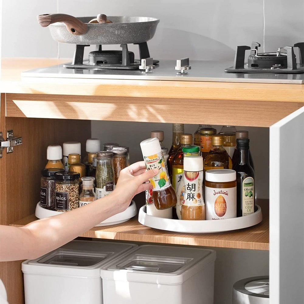 1 X Rotating Kitchen Spice Storage Tray Storage Rack Bathroom Swivel Tray