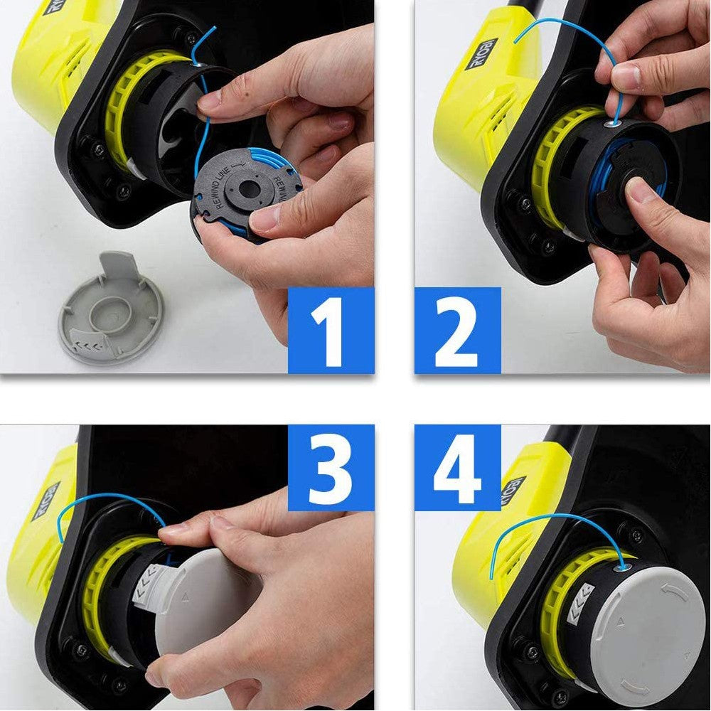 8 Rolls String Trimmer Line Replacement Spools Refills Line with 2 Trimmer Cap for Ryobi Grass Trimmer