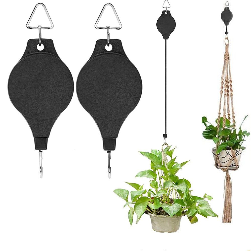 2Pcs Retractable Plant Pulley Hanger Adjustable Hanging Flower Basket Hook Birds Feeder Hanging Hook