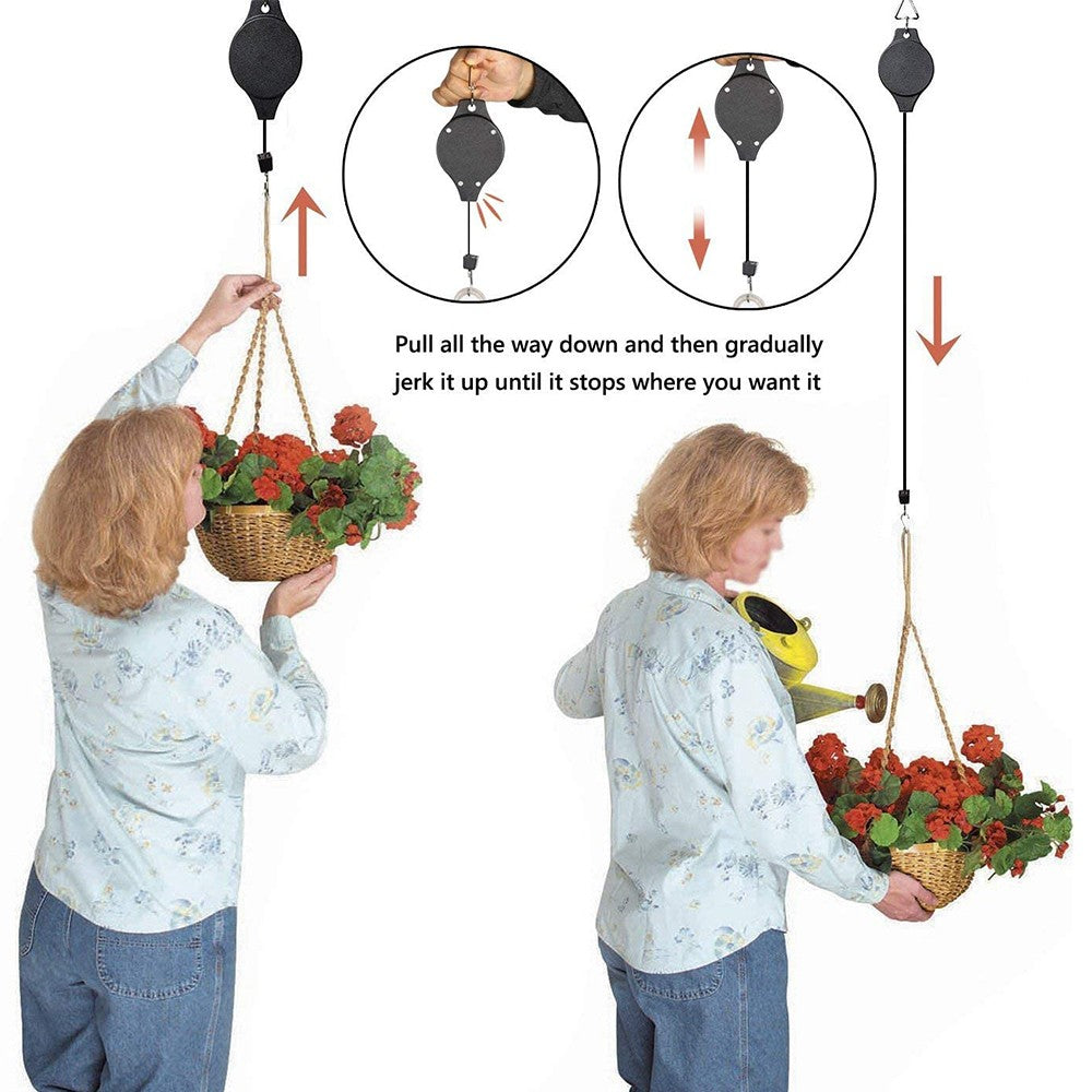 2Pcs Retractable Plant Pulley Hanger Adjustable Hanging Flower Basket Hook Birds Feeder Hanging Hook