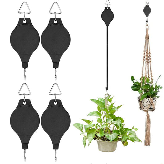 4Pcs Retractable Plant Pulley Hanger Adjustable Hanging Flower Basket Hook Birds Feeder Hanging Hook