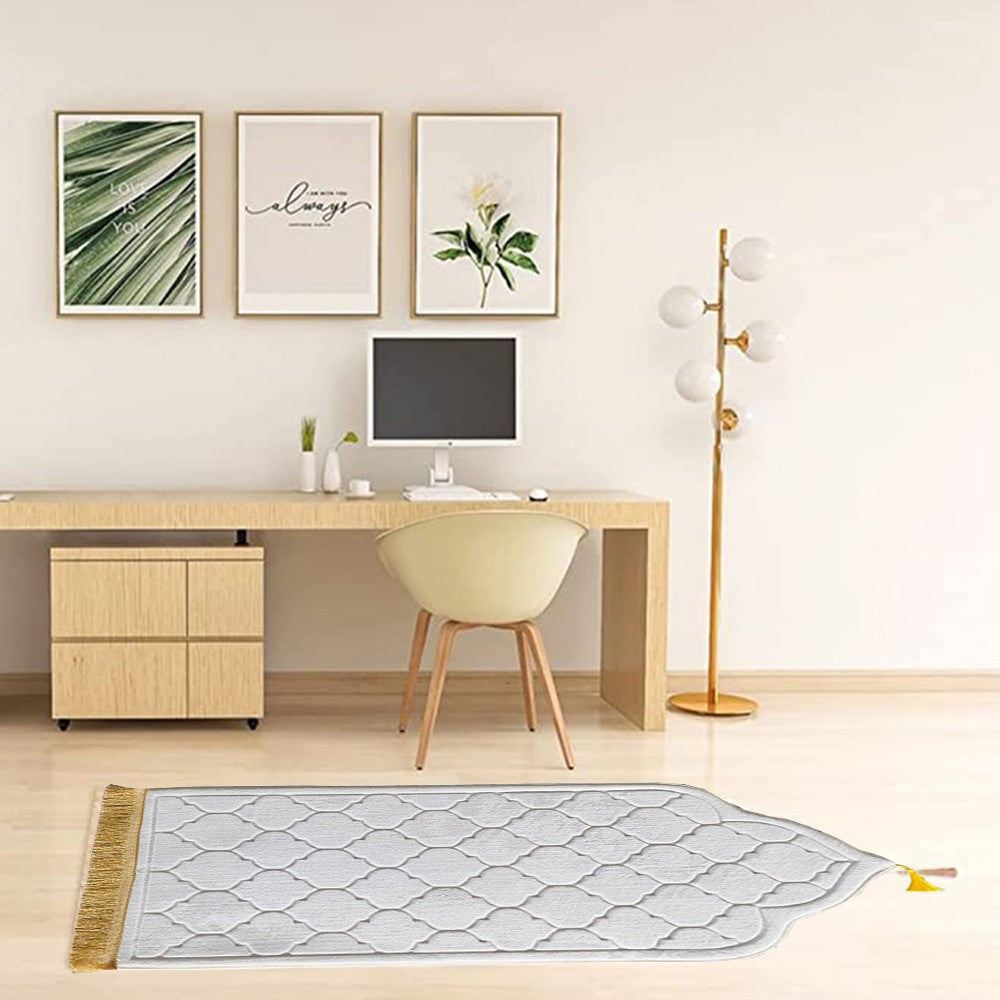 110x65cm White Muslim Prayer Mat Thick Meditation Mat Flannel Floor Mat