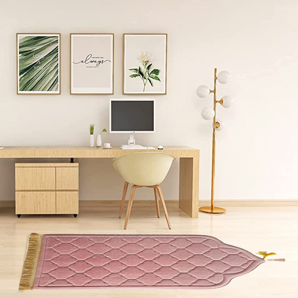 110x65cm Pink Muslim Prayer Mat Thick Meditation Mat Flannel Floor Mat
