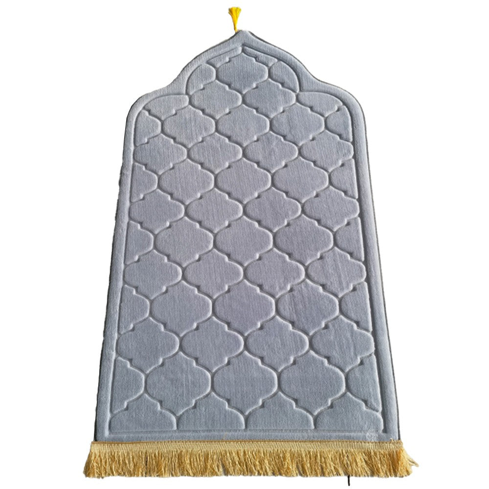 110x65cm Grey Muslim Prayer Mat Thick Meditation Mat Flannel Floor Mat