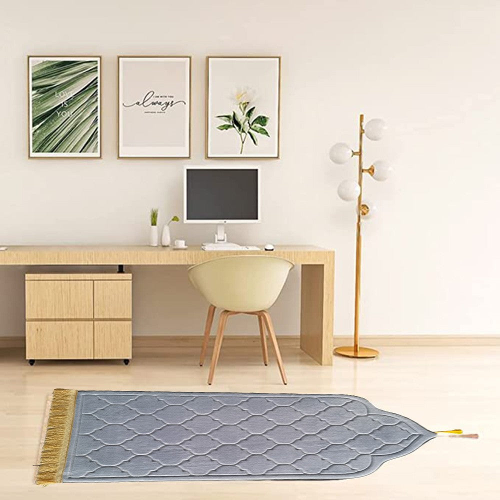 110x65cm Grey Muslim Prayer Mat Thick Meditation Mat Flannel Floor Mat