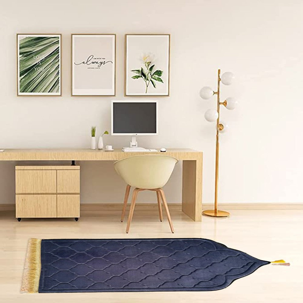 110x65cm Blue Muslim Prayer Mat Thick Meditation Mat Flannel Floor Mat