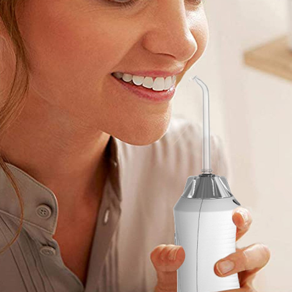 White Cordless Electric Water Flosser Dental Oral Irrigator Teeth Cleaning Device Teeth Cleaner with 7 Jet Tips