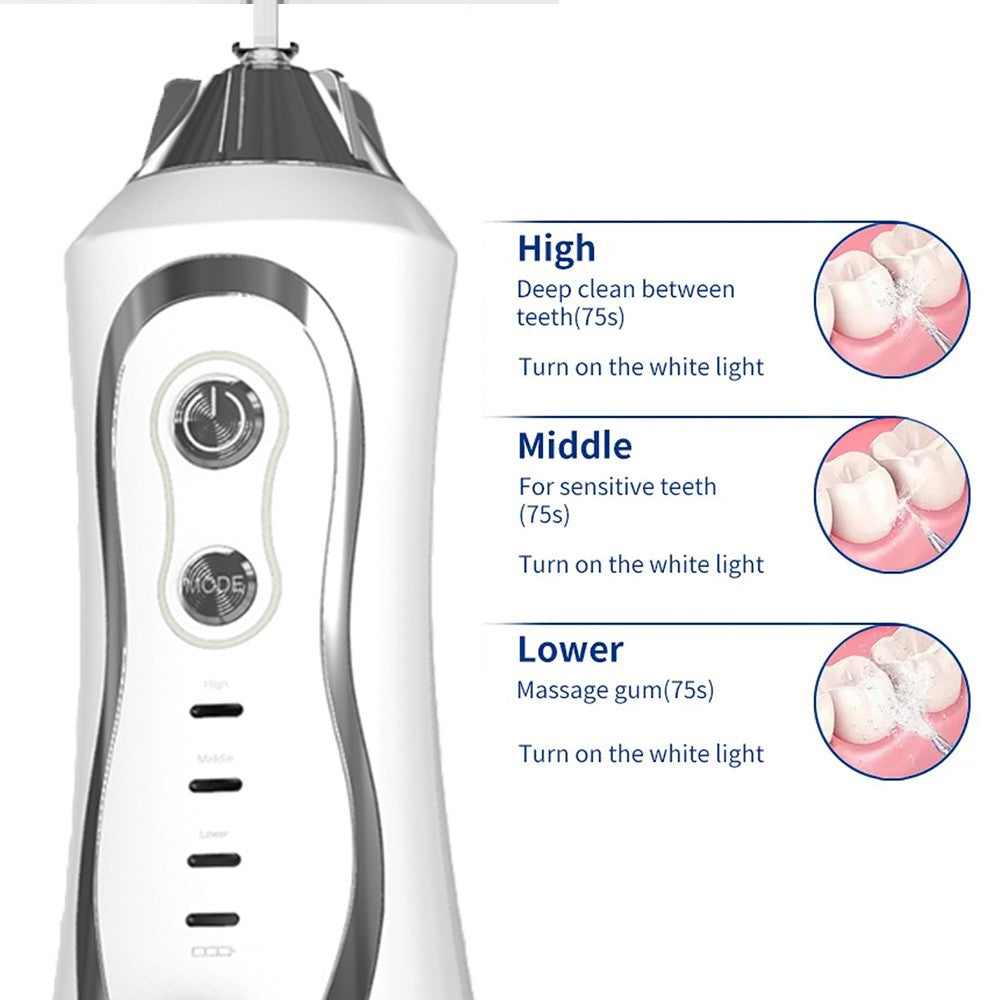 White Cordless Electric Water Flosser Dental Oral Irrigator Teeth Cleaning Device Teeth Cleaner with 7 Jet Tips