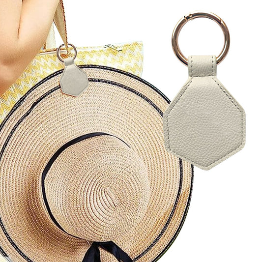 Magnetic Hat Clip for Travel Beige PU Leather Hands Free Sunhat Clip on Bag Luggage Backpack Bag Accessory