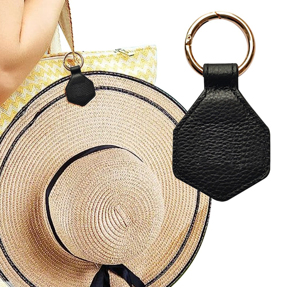 Magnetic Hat Clip for Travel Black PU Leather Hands Free Sunhat Clip on Bag Luggage Backpack Bag Accessory