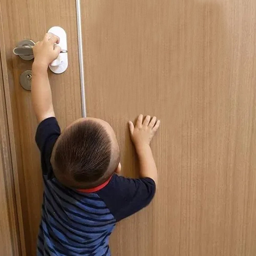 4Pcs Child Safety Door Lever Lock Kids Proof Door Handle Lock Self Adhesive Door Lock