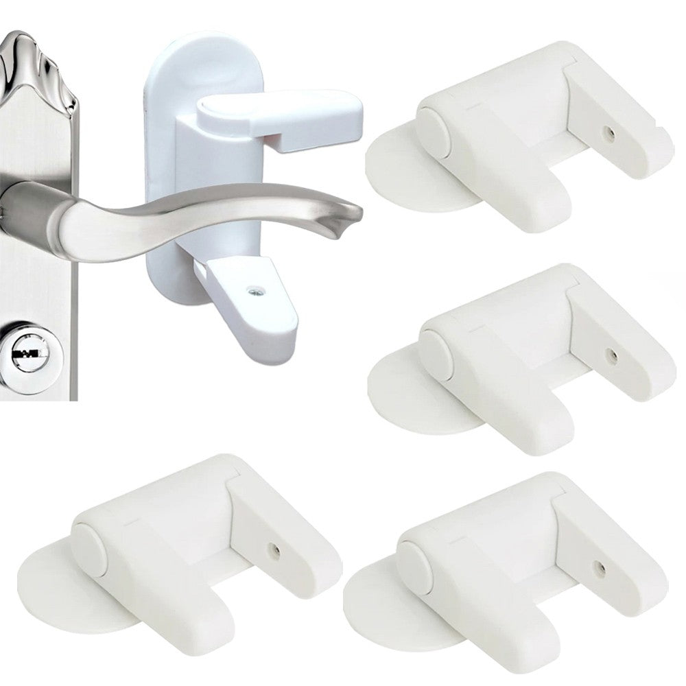 4Pcs Child Safety Door Lever Lock Kids Proof Door Handle Lock Self Adhesive Door Lock