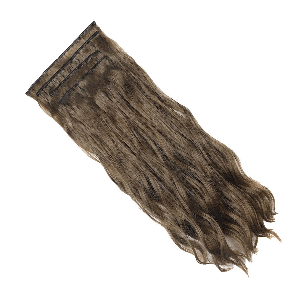 Set of 4Pcs Light Brown Clip in Hair Extensions Natural Wavy Hair Extensions Long Wavy Hairpieces