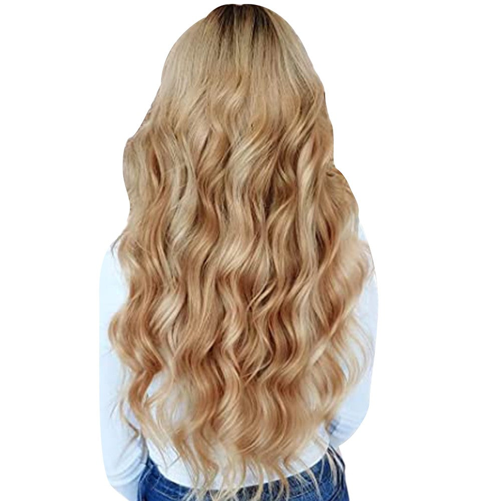 Set of 4Pcs Blonde Clip in Hair Extensions Natural Wavy Hair Extensions Long Wavy Hairpieces