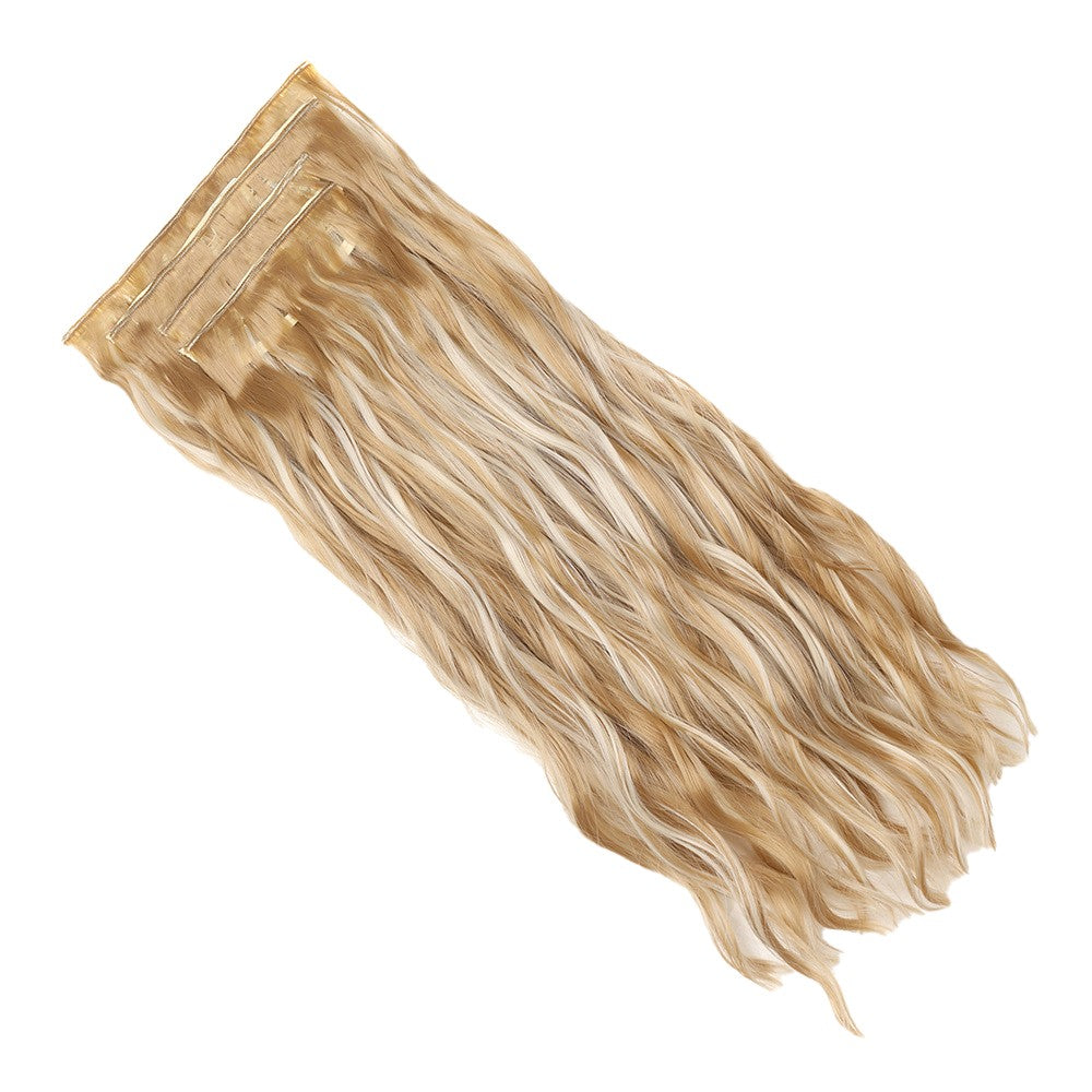 Set of 4Pcs Blonde Clip in Hair Extensions Natural Wavy Hair Extensions Long Wavy Hairpieces