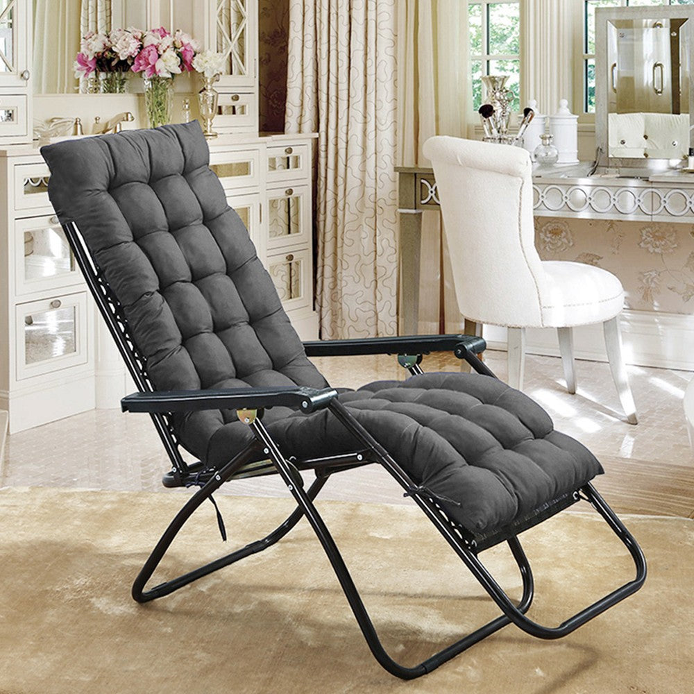 125x48cm Black Sun Lounger Cushion Pad Thick Padded Recliner Chair Seat Mat Chaise Seat Cushion Bench Mat