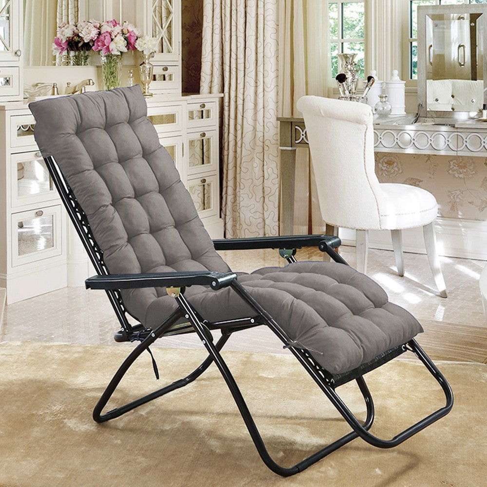170x48cm Grey Sun Lounger Cushion Pad Thick Padded Recliner Chair Seat Mat Chaise Seat Cushion Bench Mat