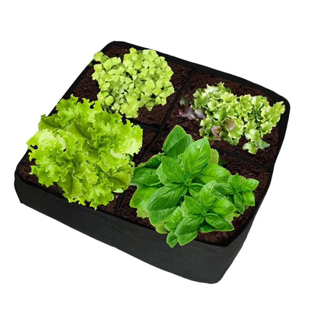 1 X 4 Grids Felt Grow Bag Garden Plant Nursery Bags Seedling Pot Vegetable Planting Pouch