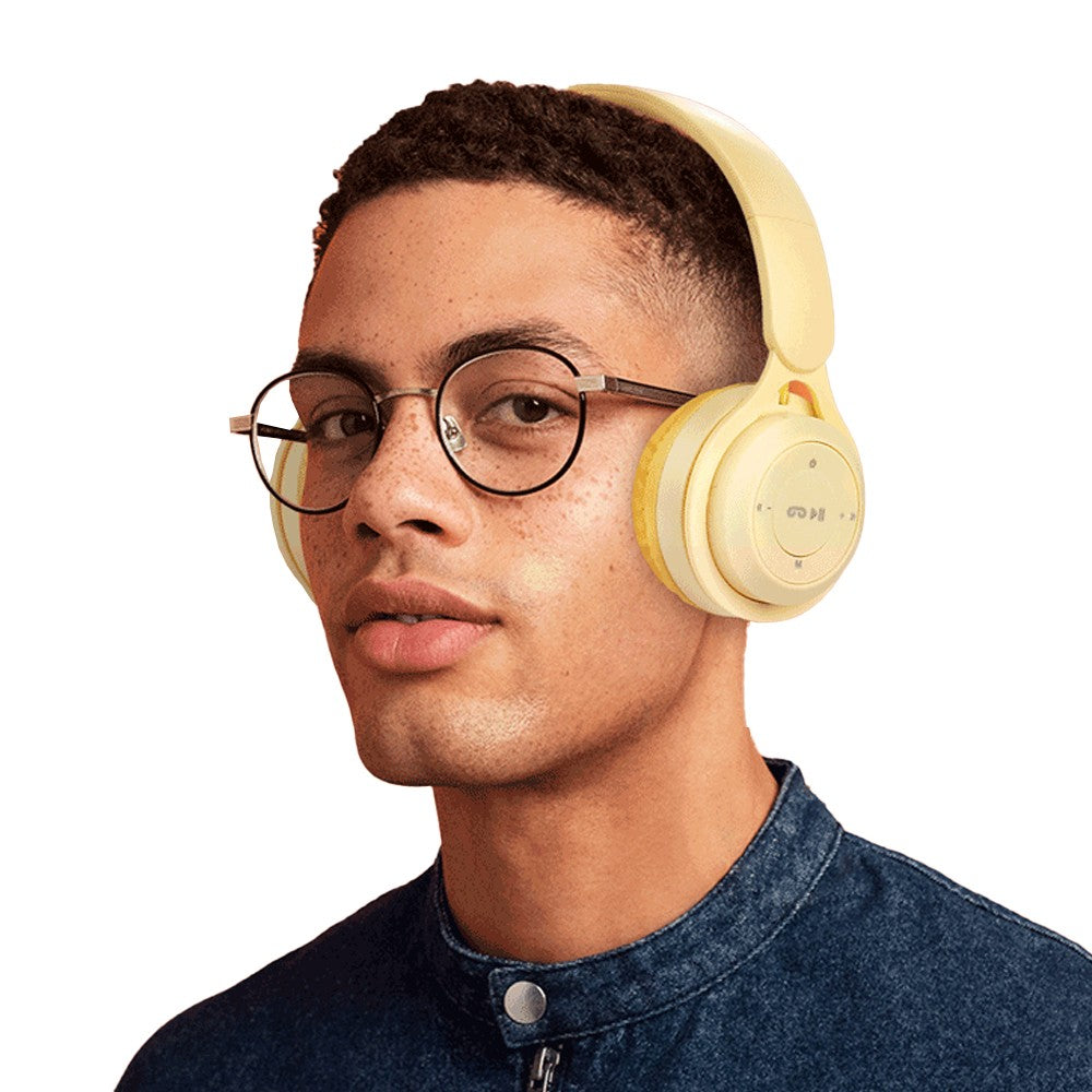 Y08 Wireless Bluetooth 5.0 Headphones with Microphone Foldable Headset Stereo Over Ear Headphone Yellow