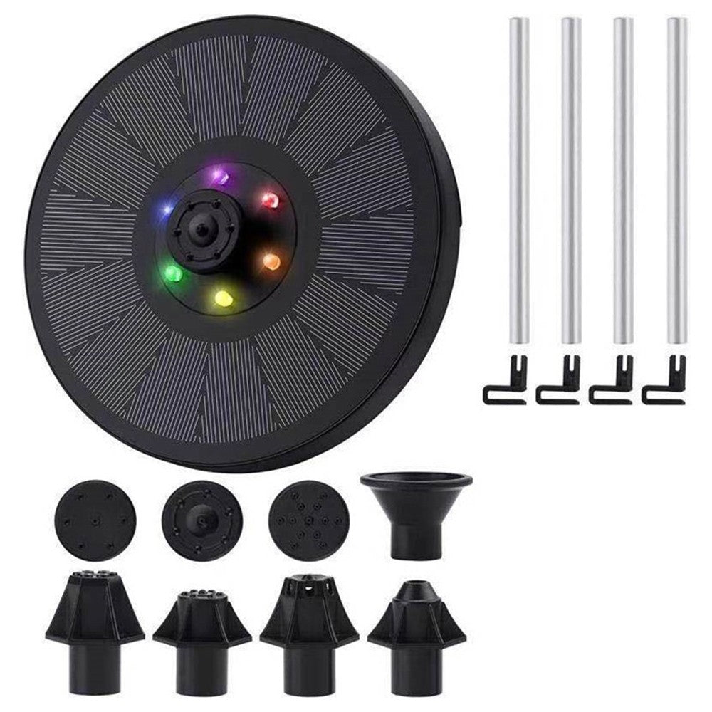 Floating Solar Fountain Pump with LED Lights Bird Bath Water Pump with 7 Nozzles