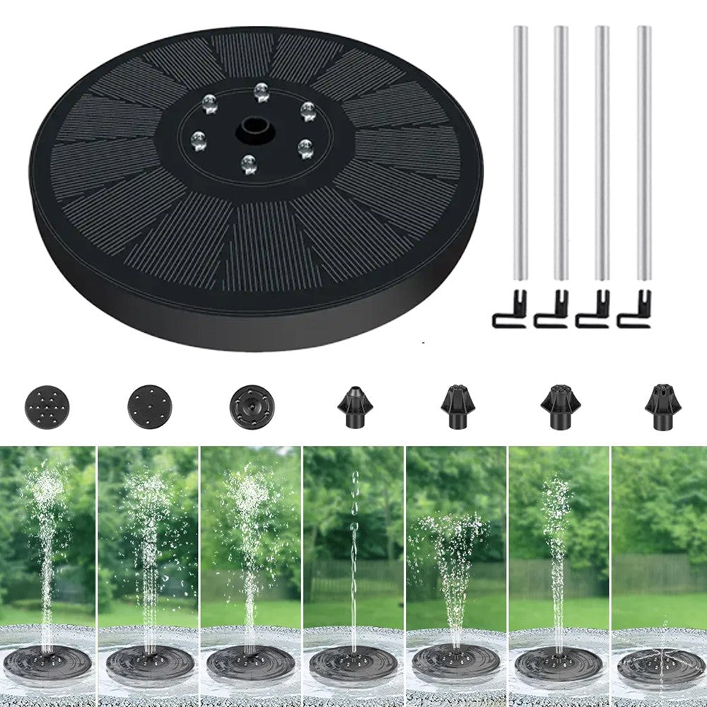 Floating Solar Fountain Pump with LED Lights Bird Bath Water Pump with 7 Nozzles